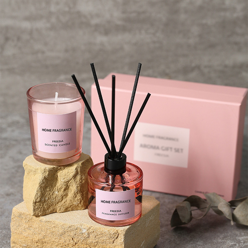 Home Fragrance Refill - プレミアムリードディフューザーとキャンドルギフトセット、長持ちする香り付きフレグランス詰め替え、自宅、オフィス、スパ、パーティー、ギフトに