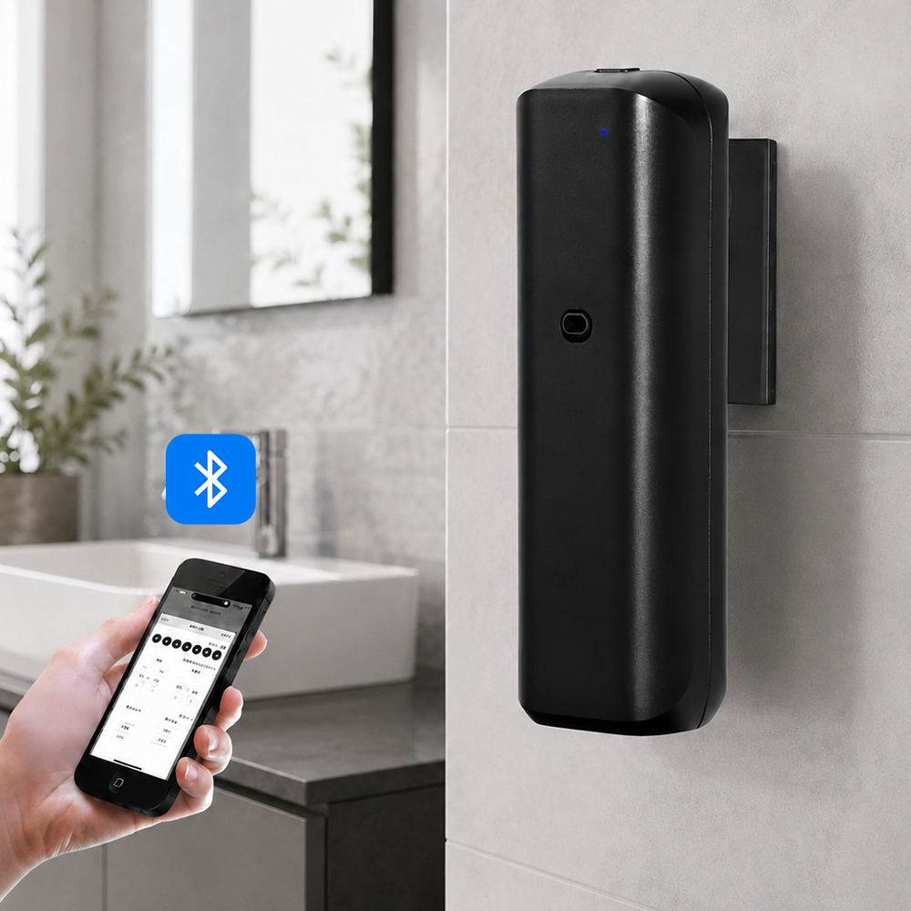 Home Fragrance Oils - 壁掛け式無水アロマディフューザー、Bluetooth制御、エッセンシャルオイルネブライザー、家庭、トイレ、ホテル、寝室用空気清浄機