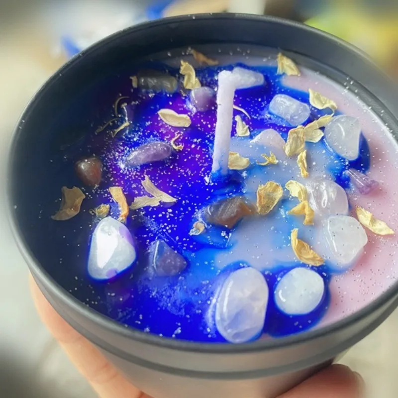 ドライフラワークリスタルストーンの香りのキャンドル、黒いブリ - Home Fragrance Jar のレビューと価格